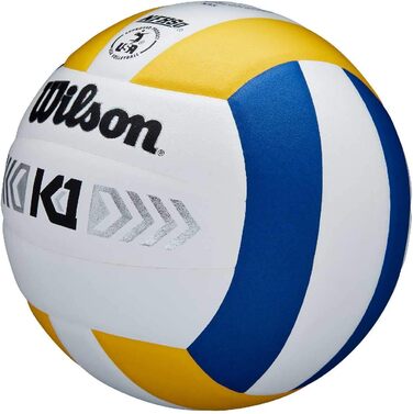 Волейбольний м'яч Wilson Unisex-Adult K1 Gold (офіційний розмір, синій/білий/жовтий)