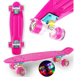 Скейтборд Mini Cruiser Series RGX Skate 22 дюйм 56 см для дітей та дорослих, Скейтборд з легкими колесами PU 78A Cruiser з підсвічуванням, Різнокольоровий, LED спалах ABEC-7