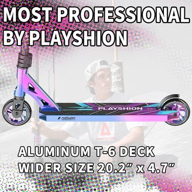 Самокат PLAYSHION Pro Stunt Scooter Freestyle Kick Scooter для дорослих і дітей з алюмінієвим сердечником 110 мм 31 дюйм / 36 дюймів висота чудовий / 31 дюйм