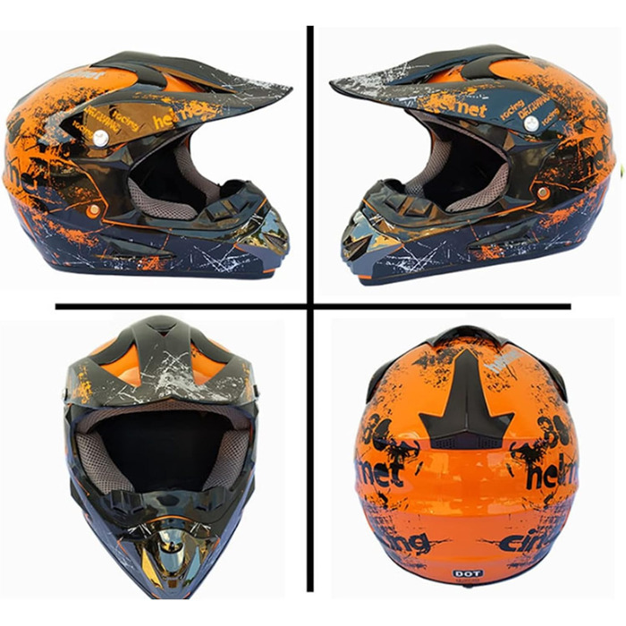 Дитячий мотокросовий шолом Fullface MTB із ABS, комплект з окулярами та рукавичками, для чоловіків і жінок, для мотокросу, даунхілу, ATV