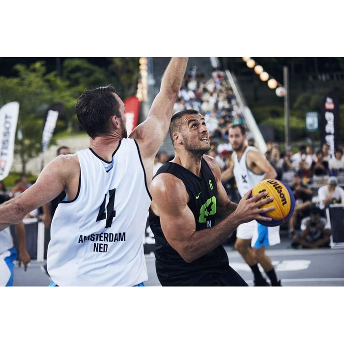 Міні-гумовий баскетбольний м'яч Wilson Unisex-Adult FIBA 3X3 (матчевий м'яч, комплект із сіткою для м'ячів)