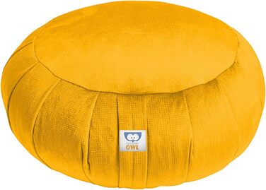 Сенсорна подушка для медитації сови Zafu Yoga Cushion з оксамиту 100 м'який оксамитовий наповнювач в гречаній шкаралупі кругла висота сидіння 18 см 35 Лаванда (гірчиця)