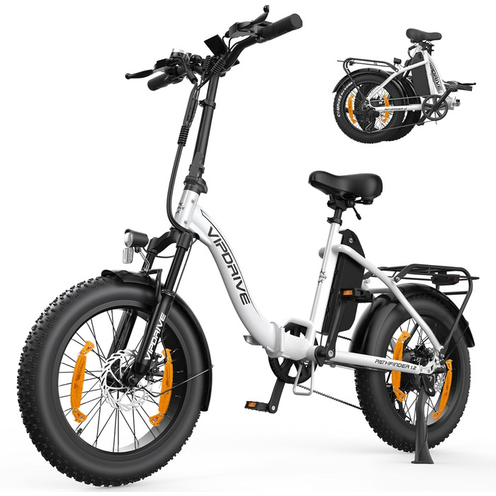 Велосипед складаний Vipdrive E-Bike 20', 48V13Ah, 7-швидкісний, LCD, білий