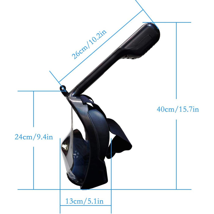 Маска для дайвінгу Flyboo Маска для підводного плавання Маска для всього обличчя, маски для дайвінгу з оглядом на 180 градусів з панорамним дизайном на все обличчя, спортивні камери Сумісні окуляри для дайвінгу для дорослих і дітей (чорні, L-XL)