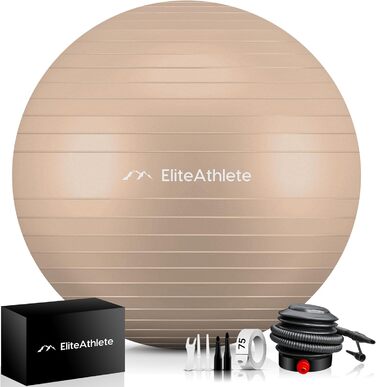 М'яч EliteAthlete 75см - Anti Burst, з насосом, капучино