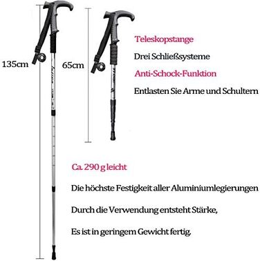 И трекінгові палиці Туристичні палиці з протиударною системою Телескопічні, розбірні, регульовані легкі палиці для ходьби Ультралегкі для походів, кемпінгу, гір, 2 шт.