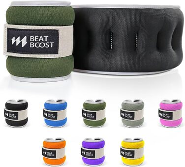 Обважнювачі на щиколотки та зап'ястя 0,9 кг BeatBoost для жінок і чоловіків, регульовані ремені, для ходьби, пілатесу, тренувань, фітнесу, аеробіки, зелений колір