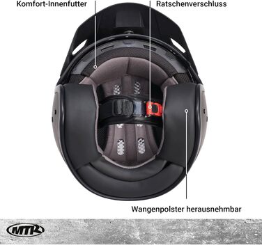 Мотоциклетний шолом MTR Jet Sun з сонцезахисним козирком, ECE сертифікований, легкий скутерний шолом для чоловіків і жінок, розміри XS-XL, ідеальний для мопеда, скутера та Vespa