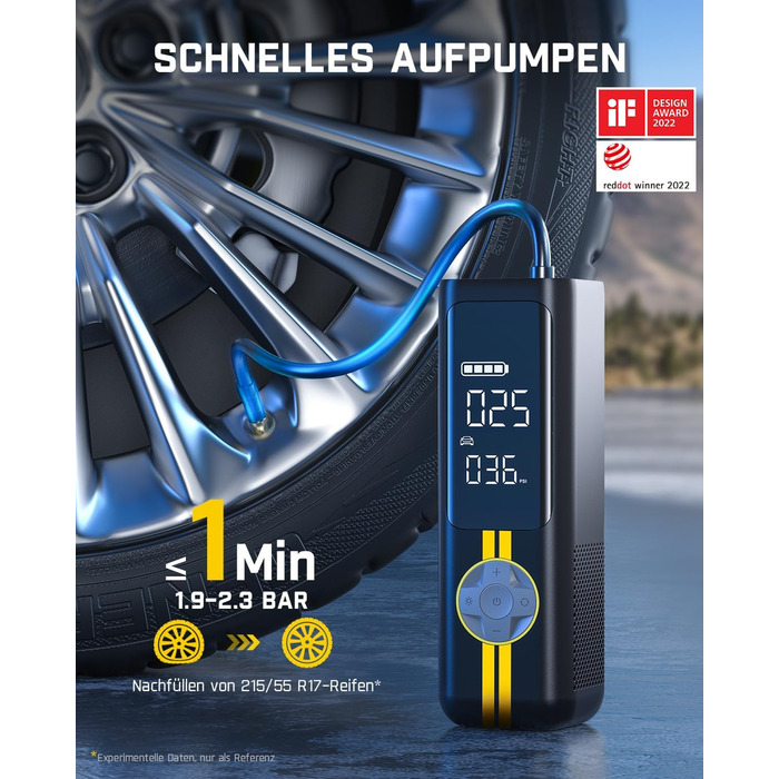 Електричний компресор Fanttik X8 APEX, 11.1V, 150PSI, портативний насос з LED-дисплеєм для авто, електровелосипеда, мотоцикла, м'ячів, шин 26,3 см