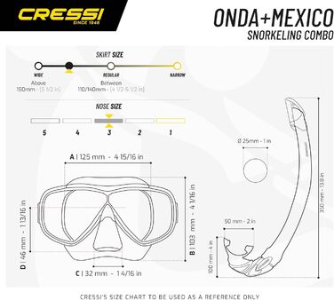 Маска для підводного плавання Onda або Набір трубок Onda Mask і Snorkel Mexico, один розмір, дорослий унісекс чорно-чорний набір трубок одномісний