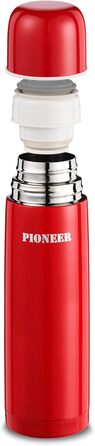 Термос-ізотермічна пляшка Pioneer з нержавіючої сталі 0,5 л, подвійні стінки, зберігає тепло до 8 годин, холод до 24 годин, не протікає, BPA-вільна, червона