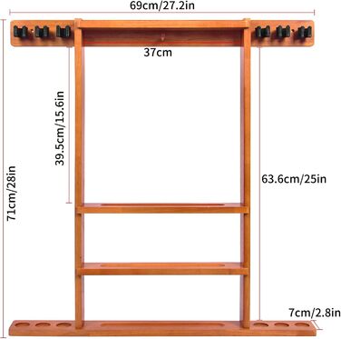 Тримач для більярдних палиць, кутова стійка для більярду з 4-точковими лічильниками, вміщує 8 паличок для більярду та повний набір куль, аксесуари для більярду або клубу. Настінне кріплення (2)