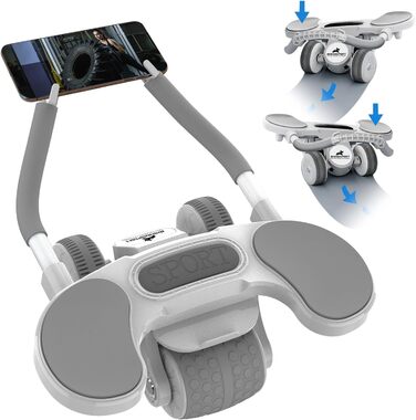 RHINOSPORT Аб-роллер з обертовою ручкою та автоматичним поверненням, тренажер для пресу з килимком для колін, ефективний домашній фітнес для зміцнення кора