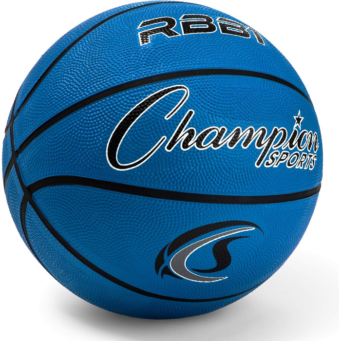 Професійний баскетбольний м'яч Champion Sports, гумовий, розмір 7, синій, для залу та вулиці, міцний, преміум-якість, для тренувань та спорту