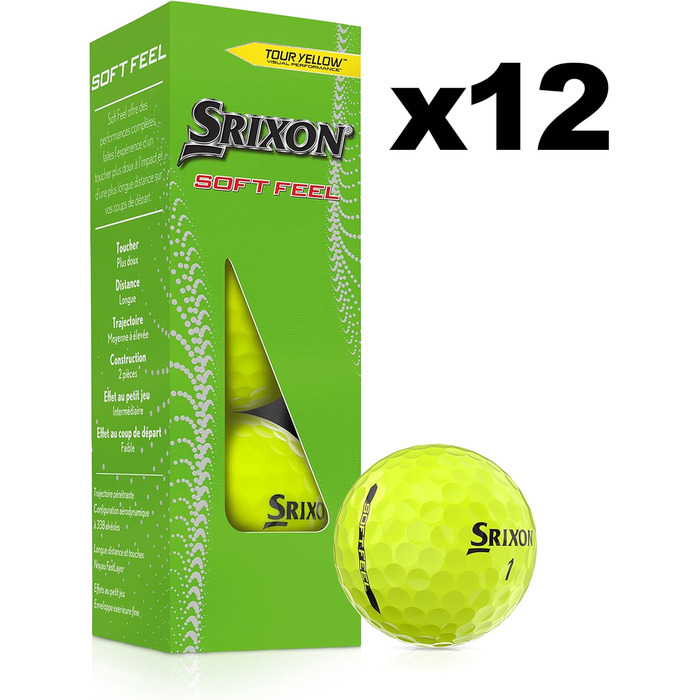 М'ячі для гольфу Srixon Soft Feel13 коротка відстань, низька компресія, 12 шт.