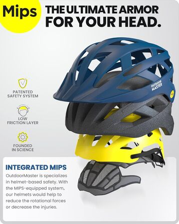 Велосипедний шолом OutdoorMaster MIPS з вентиляцією, змінними підкладками, для підлітків та дорослих, для гірського і шосейного велосипеда