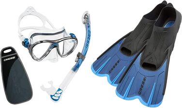 Комбінований набір або маска Cressi Professional Mask & Snorkel Combo Set або Mask, Snorkel & Fins Kit (прозорий/синій, один розмір, комплект з ластами, синій, 43/44)