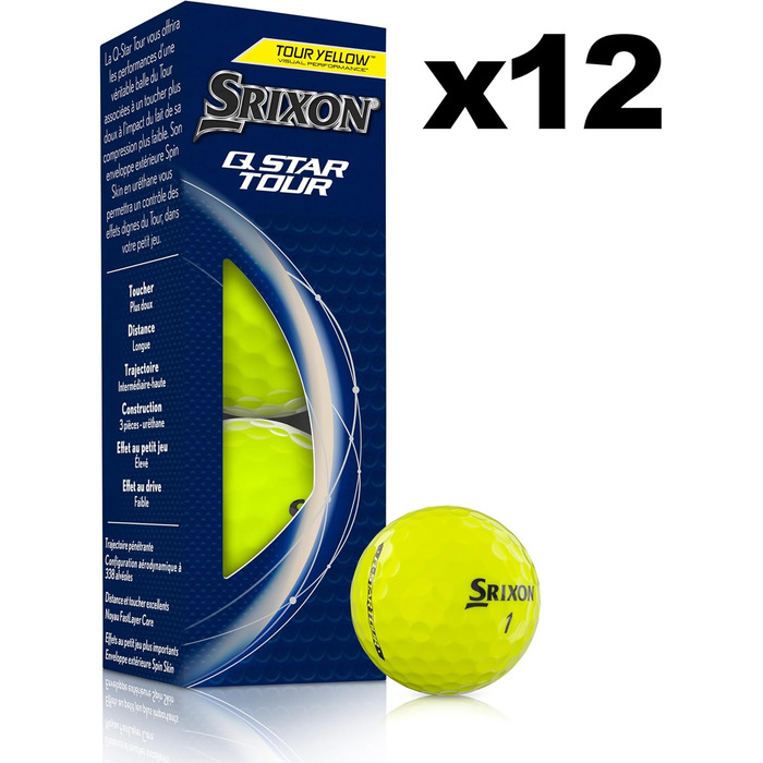 М'ячі для гольфу Srixon Q-Star Tour 5 2024 - м'якість, обертання (12 шт.)