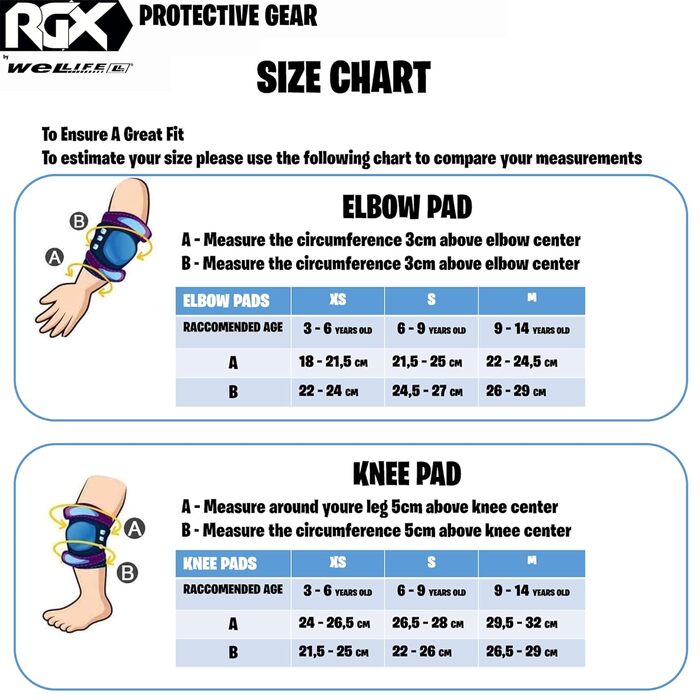 Комплект захисту WeLLIFE для дітей RGX 6 наколінників, налокітників, зап'ясть і рук для туберкульозу, скейтборду, велосипеда, скейтборду, самоката та інших видів спорту в безпеці (чорний, XS)