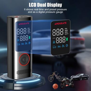 Портативний компресор YOUNICE 160PSI 120W з акумулятором 7800мАг, електрична міні насос для шин з LCD-дисплеєм і LED, для авто, мото, велосипеда, м'ячів