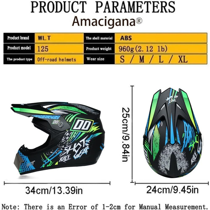 Дитячий мотокросовий шолом Fullface для MTB, BMX, Downhill, зелений, ECE22.05, розмір S