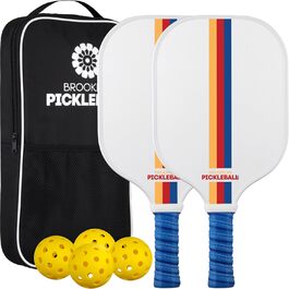 Набір для піклболу Brooklyn Pickleball Co: 2 білі карбонові ракетки, 4 м'ячі, чохол, рельєфна нековзна ручка, стартовий комплект