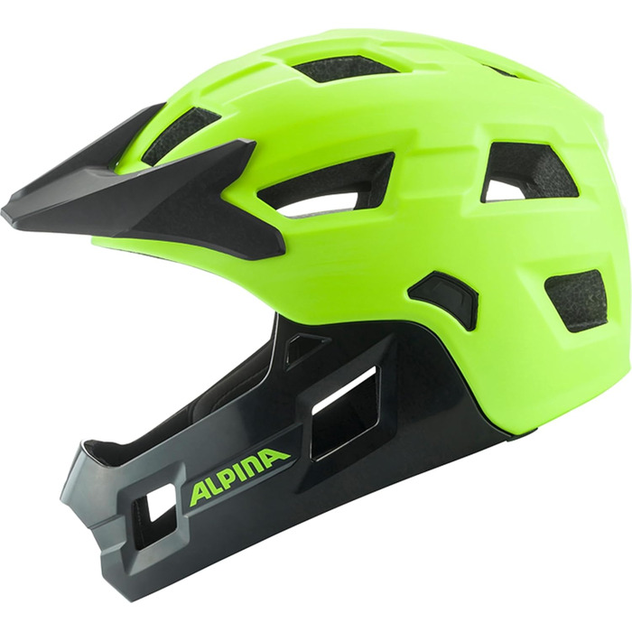 Дитячий велошолом Alpina Rupi Fullface знімний підборіддя, регульований, для MTB, легкий і безпечний, вентиляція, матовий Be Visible