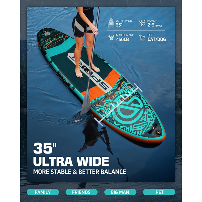 Надувна SUP-дошка для серфінгу 3,5 м, до 204 кг, знімний US-кіль, рюкзак 100 л, водонепроникна сумка, плавуче весло, страхувальний трос