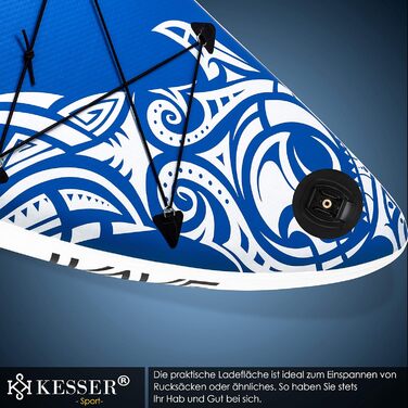 Надувна SUP-дошка KESSER® 6'' преміум для водного спорту, комплект аксесуарів, до 130 кг