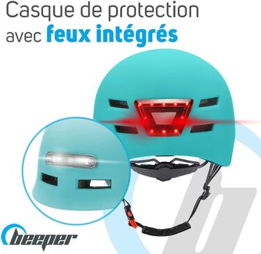 Шолом BEEPER ME135S-B для підлітків, синій, S, з інтегрованим підсвічуванням, унісекс
