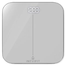 Цифрова вага INEVIFIT для людей, висока точність, велика платформа 28x28 см, срібляста, для кількох користувачів