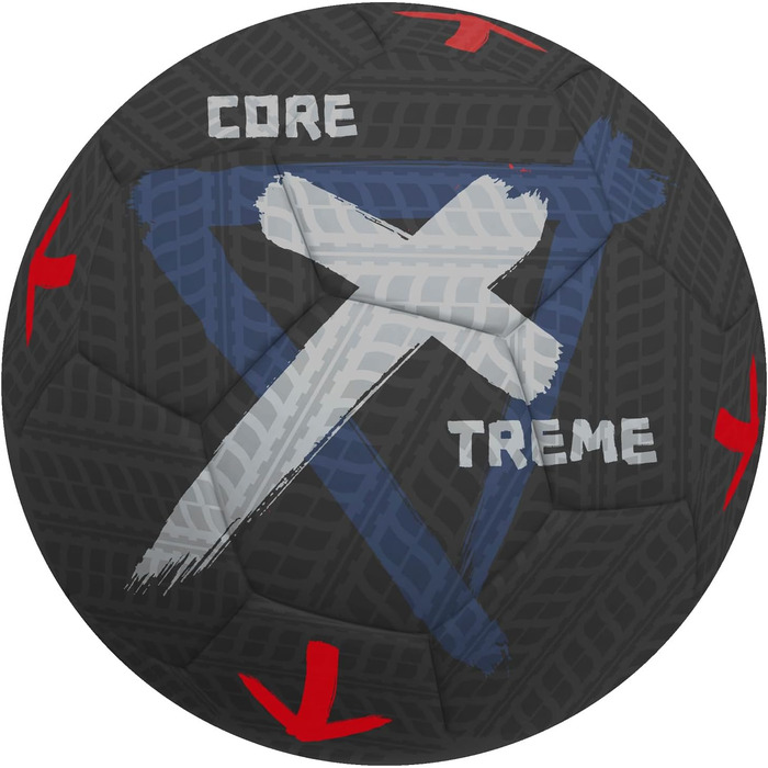 Спортивний вуличний футбол Core Xtreme i Вуличний футбольний м'яч на відкритому повітрі I стійкий, ідеальний контроль м'яча та відскок I розмір 4 або 5 I гума i чорно-сірий