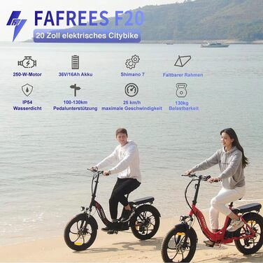 Складаний велосипед Fafrees E-Bike 20 36V 16AH 250Вт Shimano 7S (червоний)