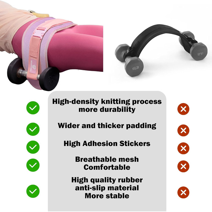 Поясний ремінь для стегон WOOTMIN, повністю оновлений ремінь для тяги стегнами для Hantells, більш зручний ремінь для тяги стегнами, ремінь для тяги стегнами для домашнього тренажерного залу з більш широкими та довгими протиковзкими накладками (колір роже