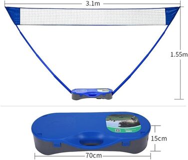 Портативний набір сіток для бадмінтону з сіткою Сітка для бадмінтону з окремо стоячою основою для саду Відкритий теніс у приміщенні Волейбольна сітка (синя)