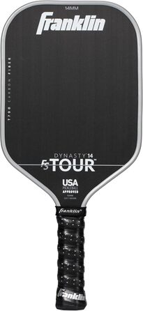 Професійна ракетка для піклболу Franklin Sports FS Tour Series з сирого карбону T700, затверджена USA Pickleball, цільна конструкція з епоксидною смолою, моделі Dynasty і Tempo, товщина 14/16 мм, сірий, синій, рожевий