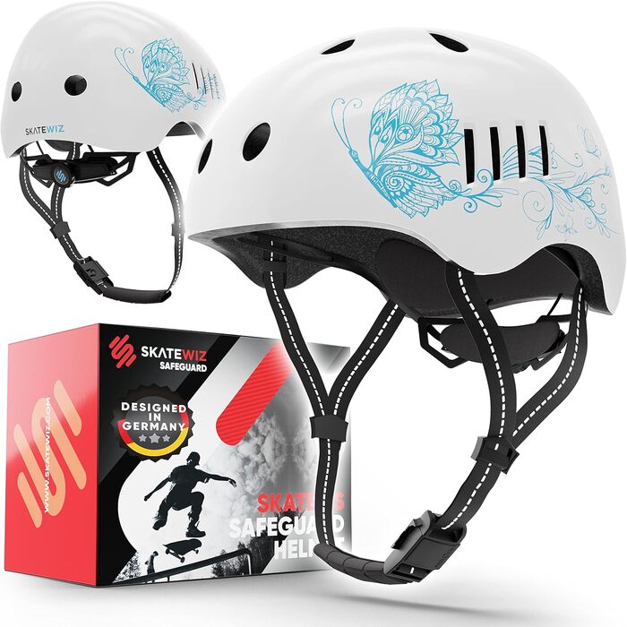 SKATEWIZ Велошолом та скейтшолом для дітей і підлітків, німецький виробник, 8 стильних дизайнів, надлегкий дитячий шолом