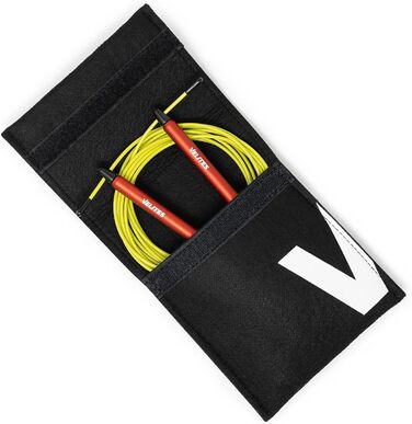 Скакалка Velites Sport Vropes Fire 2.0 ідеально підходить для кроссфіту, фітнесу, боксу - Професійна скакалка для подвійного спідника - анодований алюміній (червоний, кабель Amarillo 2 м)