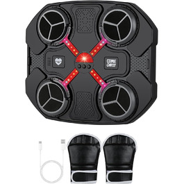 Tuocal Музична боксерська машина з рукавичками, Bluetooth, настінна, 3 швидкісних режими та режим підрахунку, музичний тренажер для боксу для дорослих і дітей, безпечні тренування