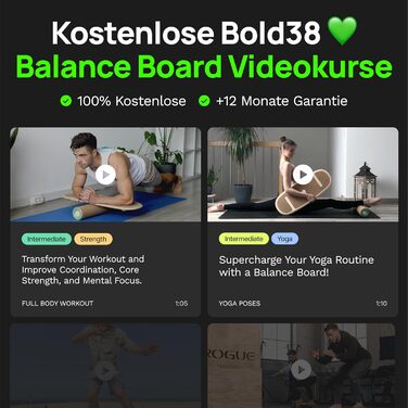 З нековзною пробкою та дерев'яна дошка преміум класу - Balance Board для дорослих включаючи Roller - балансова дошка для серфінгу та фітнесу для спільних тренувань, 38 Balance Board