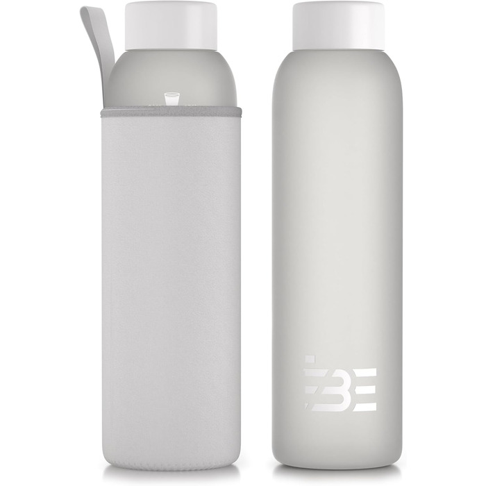 Be-Active Пляшка для води 1 л з боросилікатного матового скла, BPA-free, з мотиваційною розміткою часу