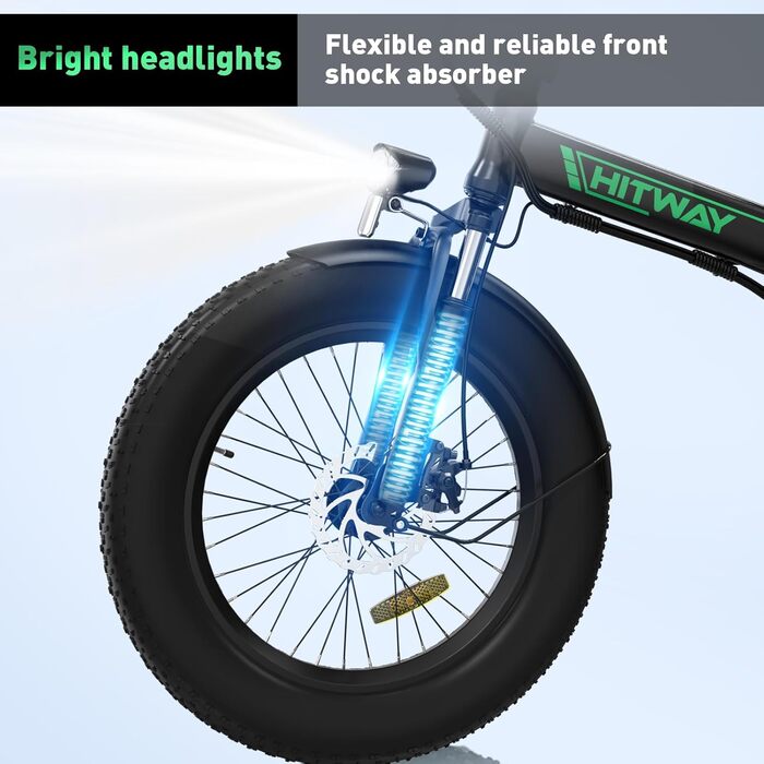 Велосипед HITWAY E-Bike 20 товсті шини, акум. 36/48В, запас 35-100 км, 7 передач