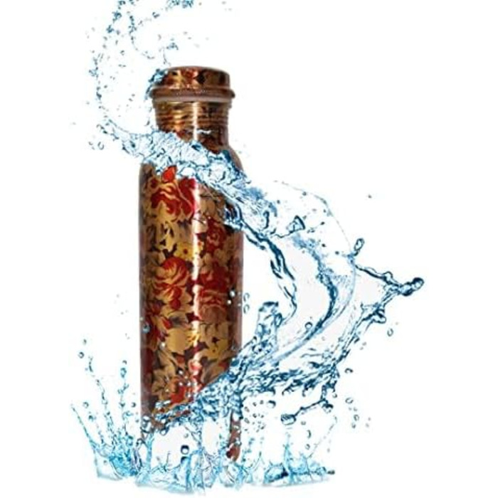 Пляшка для води з чистої міді 1 шт, аюрведична, з кришкою, мідна пляшка для спорту та фітнесу