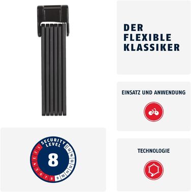 ABUS Bordo Classic 5900/90 ST – складаний велосипедний замок із загартованої сталі з чохлом, рівень безпеки 8