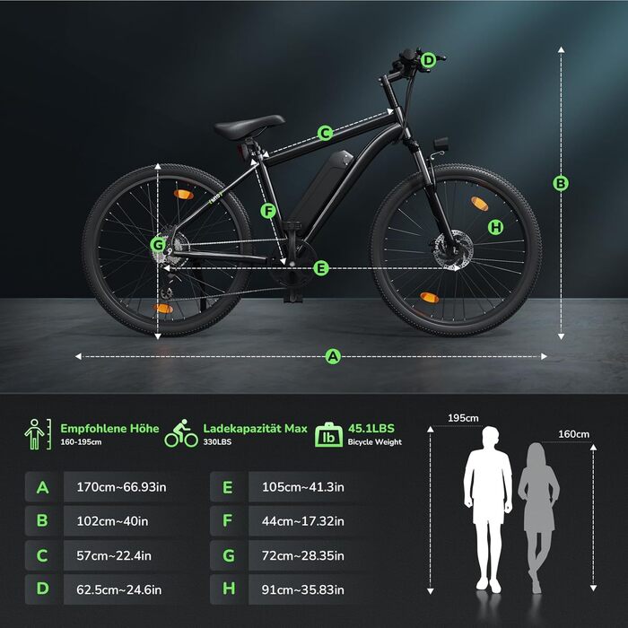 Електровелосипед E-Mountain Bike 26", 250 Вт, 10.4Ah, 7 швидк., 5 режимів, 100 км ходу