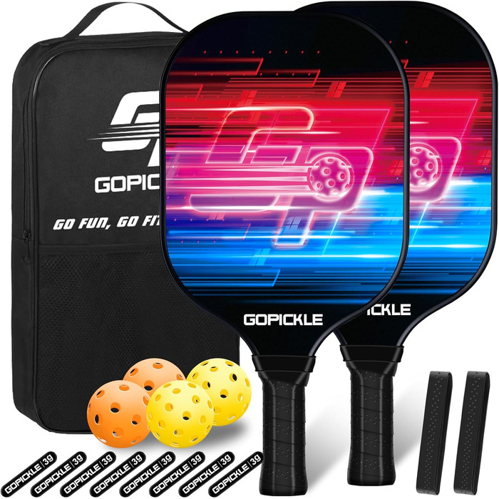 Набір GoPickleball Pickleball: 2 весла зі скловолокна, 4 м'ячі, сумка