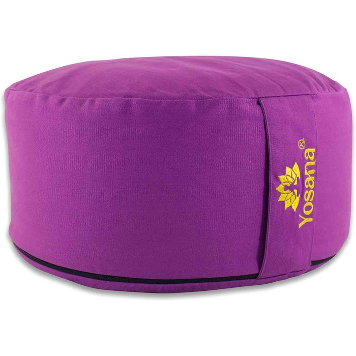 Подушка для медитації Yosana Yoga Cushion, кругла, з органічним наповнювачем зі спельти з Німеччини - Подушка для йоги з висотою сидіння 17 см і діаметром 35 см, нижня частина подушки сидіння з чохлом і ручкою з органічної бавовни, яку можна прати (лаванд