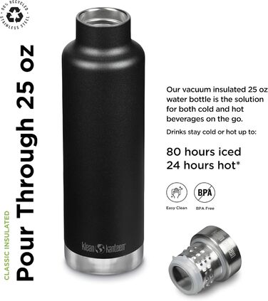 Пляшка для води Klean Kanteen Men's Classic Vi 739 мл Чорна