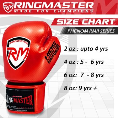 Дитячі боксерські рукавички RingMasterUK Рукавички для кікбоксингу CarbonTECH (червоні, 6 унцій)