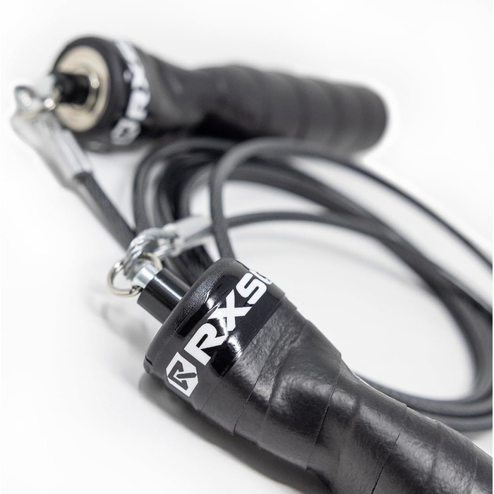 Скакалка Rx Smart Gear Black Ops, ергономічні ручки з Trans Black Cable Buff 3.4 Скакалка Jump Smart з обтяженням для спорту та фітнесу, кросфіту, ММА, HIIT, кардіо тренування 8'6 (чорна, 8'0')